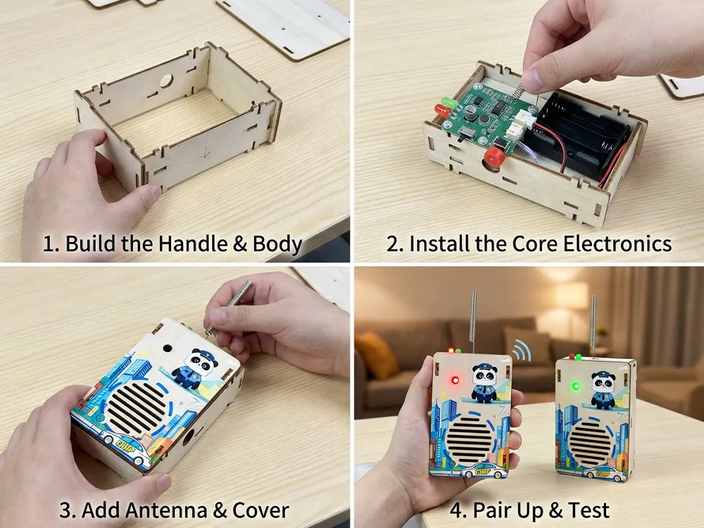 Wooden Walkie Talkie DIY Kit Stem Educational Toy for Children Learning
