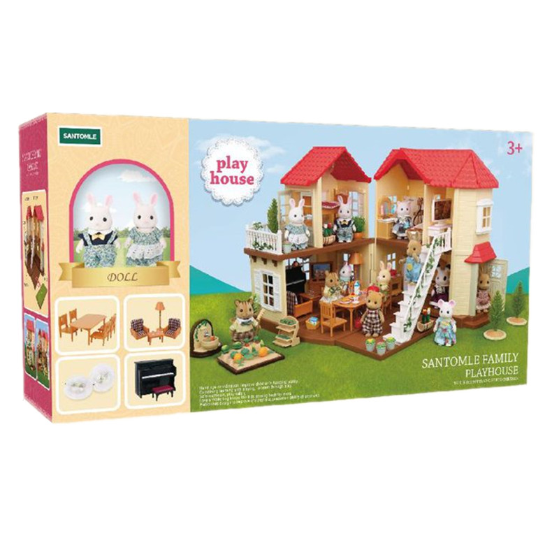 2025 Best Seller Forest Family Big Villa Set Mini House Toys Kids Toy Doll House Girls Role Play Kits Educational Pretend Toys