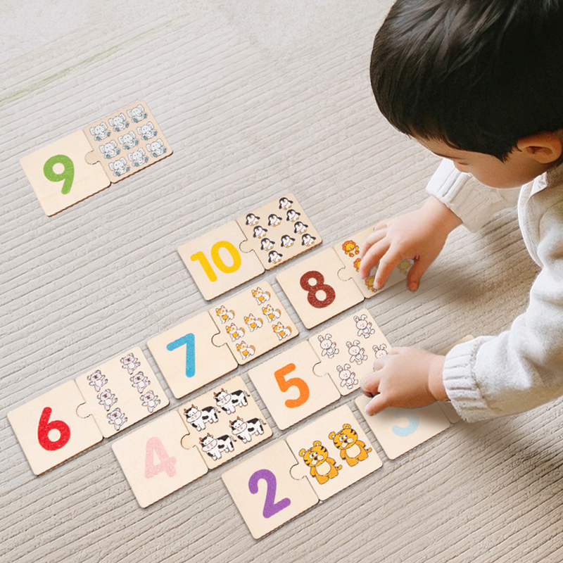 Children Wooden Early Education Math Teaching Aids English Digital Graphics Cognition Kindergarten Baby Enlightenment Puzzle Abs