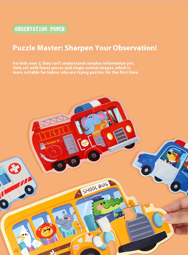 Wooden DIY Toy for 3-6 Years Old Children's Early Education Six-in-One Puzzle Kindergarten Educational Toys Animal Traffic