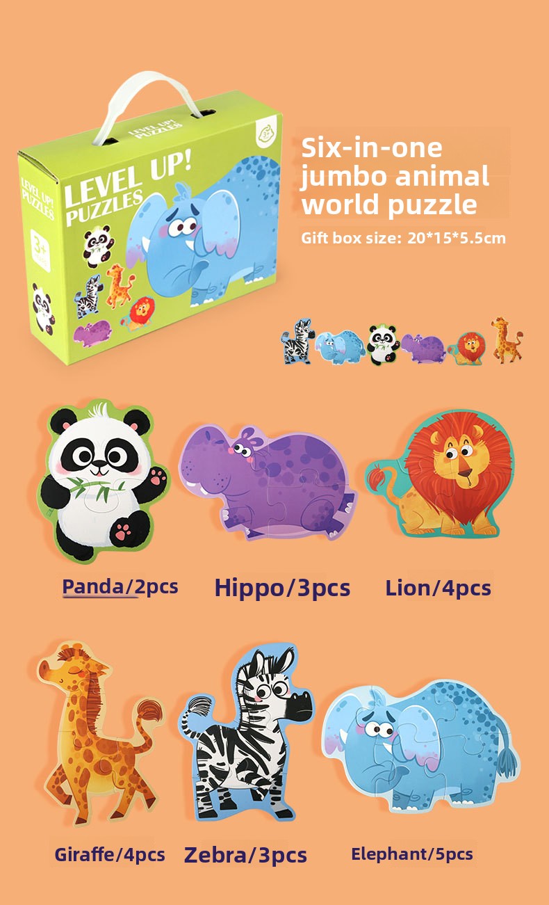 Wooden DIY Toy for 3-6 Years Old Children's Early Education Six-in-One Puzzle Kindergarten Educational Toys Animal Traffic