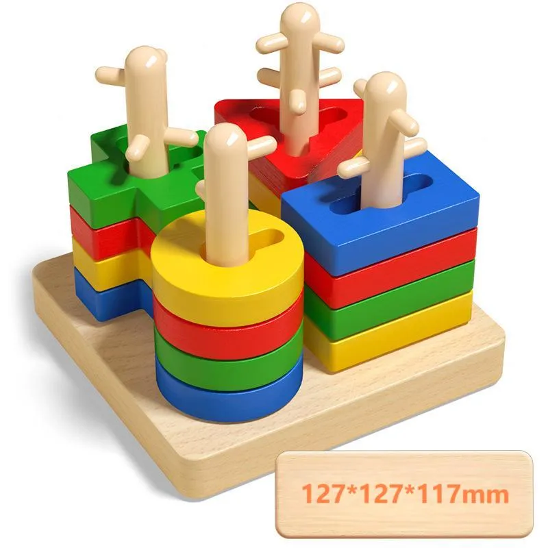 Montessori Toys for Toddlers 1-3 Years Old, Wooden Shape Sorter Learning Puzzle for 2-4 Year Old Kids, Birthday Gifts for Boys & Girls