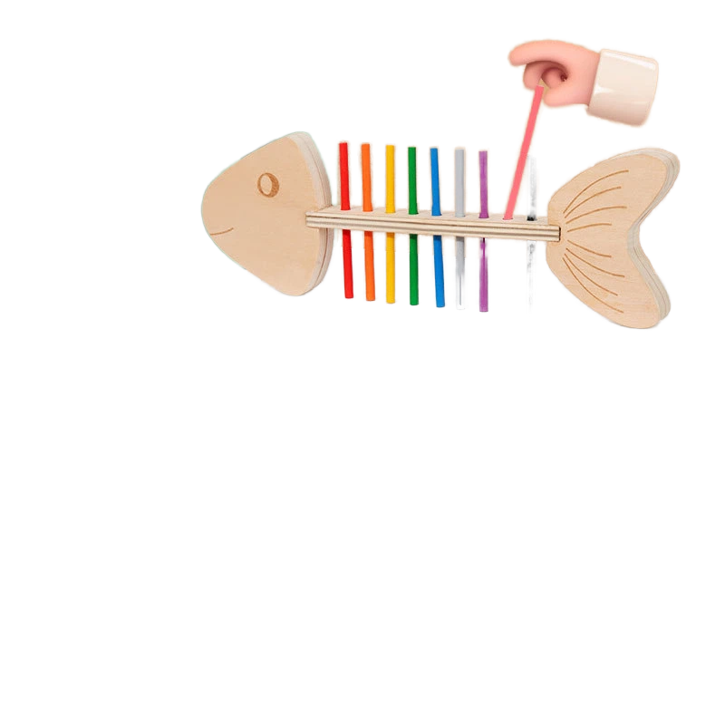Cross-Border Hot-Selling Early Education Children's Toys Color Matching Montessori Fish Bone Insertion Stick Fine Motor Skills
