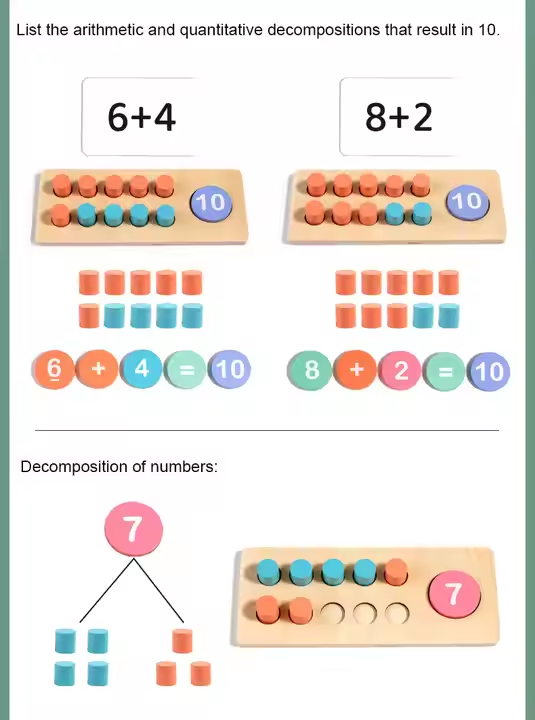 Children's Early Education Wooden Ten Lattice Counter Mathematics Teaching AIDS Parent-Child Interactive Educational Toys