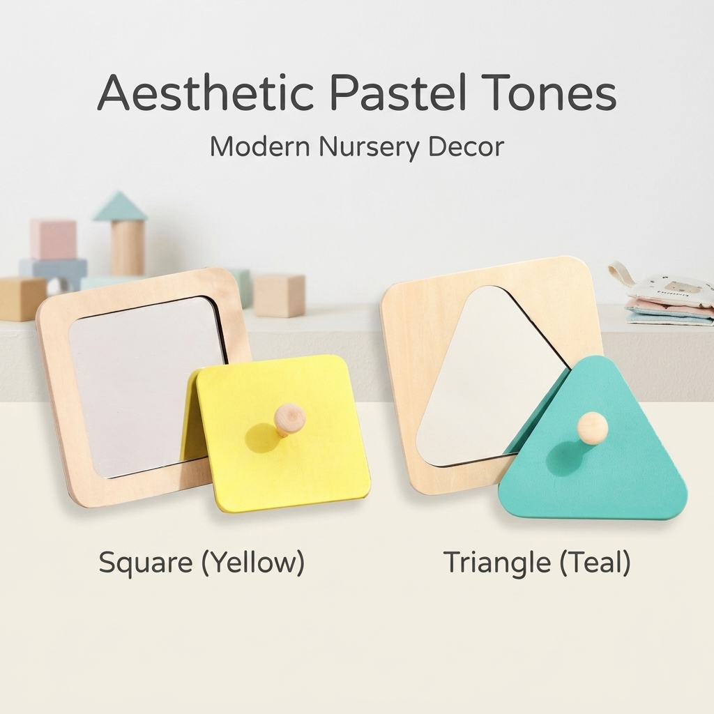 New Eco-friendly Montessori Wooden Mirror Puzzle Self-Discovery Toy Toddlers Early Educational Preschool Teaching Aids Unisex