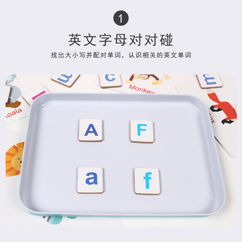 Magnetic Iron Box Word Puzzle Game Children Ages 4-6 Early Learning Alphabet Recognition Matching Spelling Wooden Toy