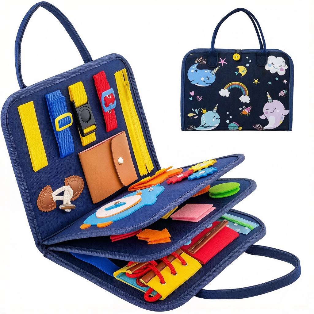 Soft Felt Interactive Montessori Sensory Learning Activity Busy Book Educational Toy for Toddlers Travel Colorful Basic Concepts