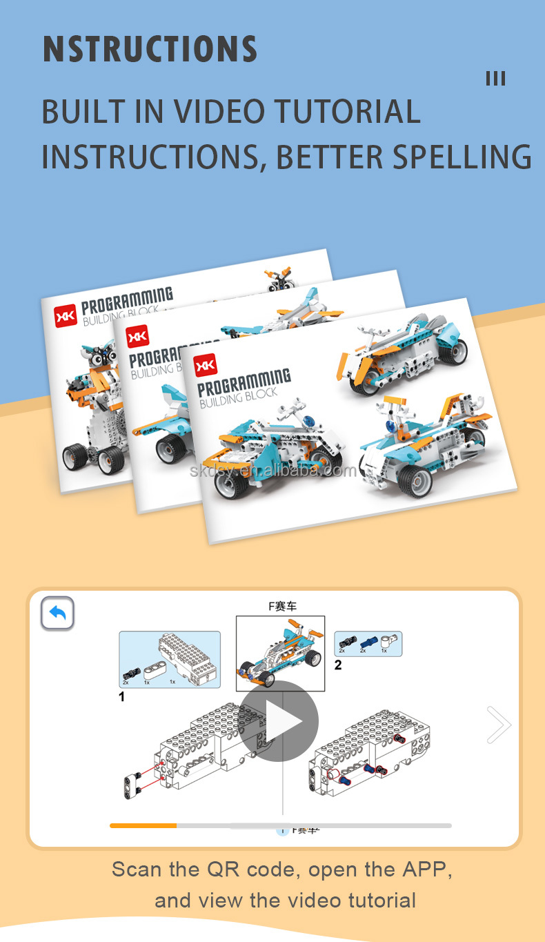 STEM Robotics Building Blocks APP Programming Remote Control Robot Kit Educational Coding Toy OEM ODM Custom Logo Packaging