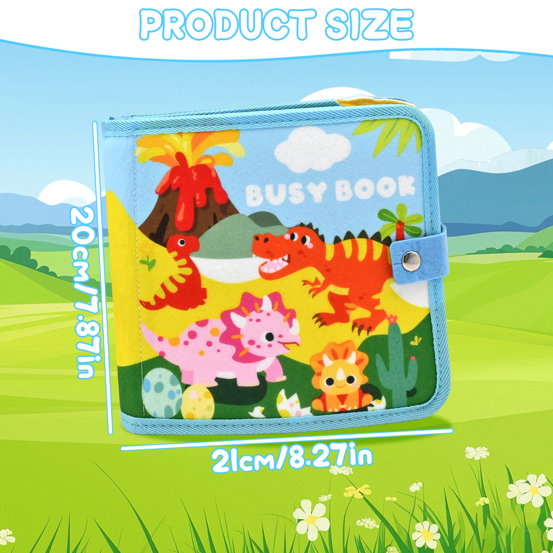 Busy Board for Toddlers 8 in 1 Dinosaur Theme Montessori Toys for Boys Girls Activity Sensory Book Travel Toys Gift for Toddlers