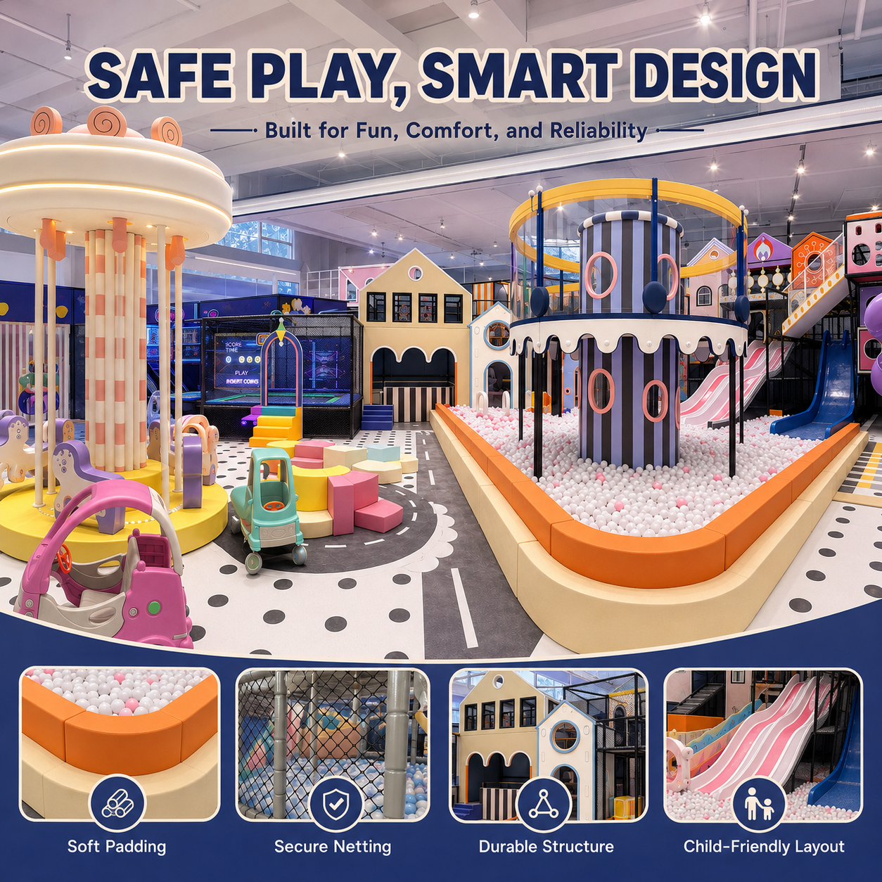 Indoor Play Center Equipment For Family Entertainment Center With Slides Climbing And Soft Play