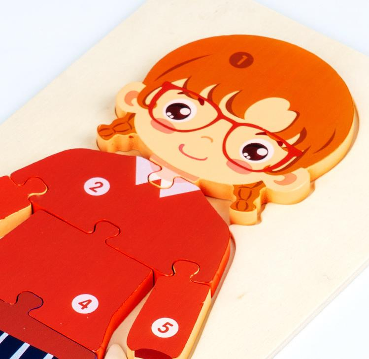 Wooden 3D Character Occupation Cognitive Learning Puzzles Toy