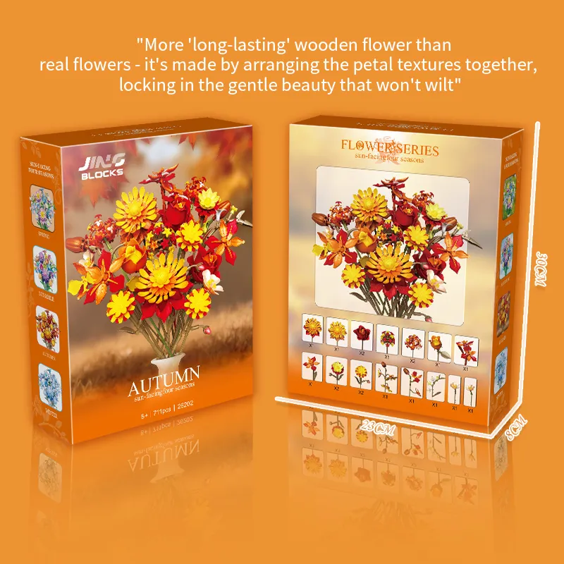Sunflower Autumn Series DIY Educational Assemble Building Blocks, Original Toy Factory Bulk Wholesale Price Artificial Flower