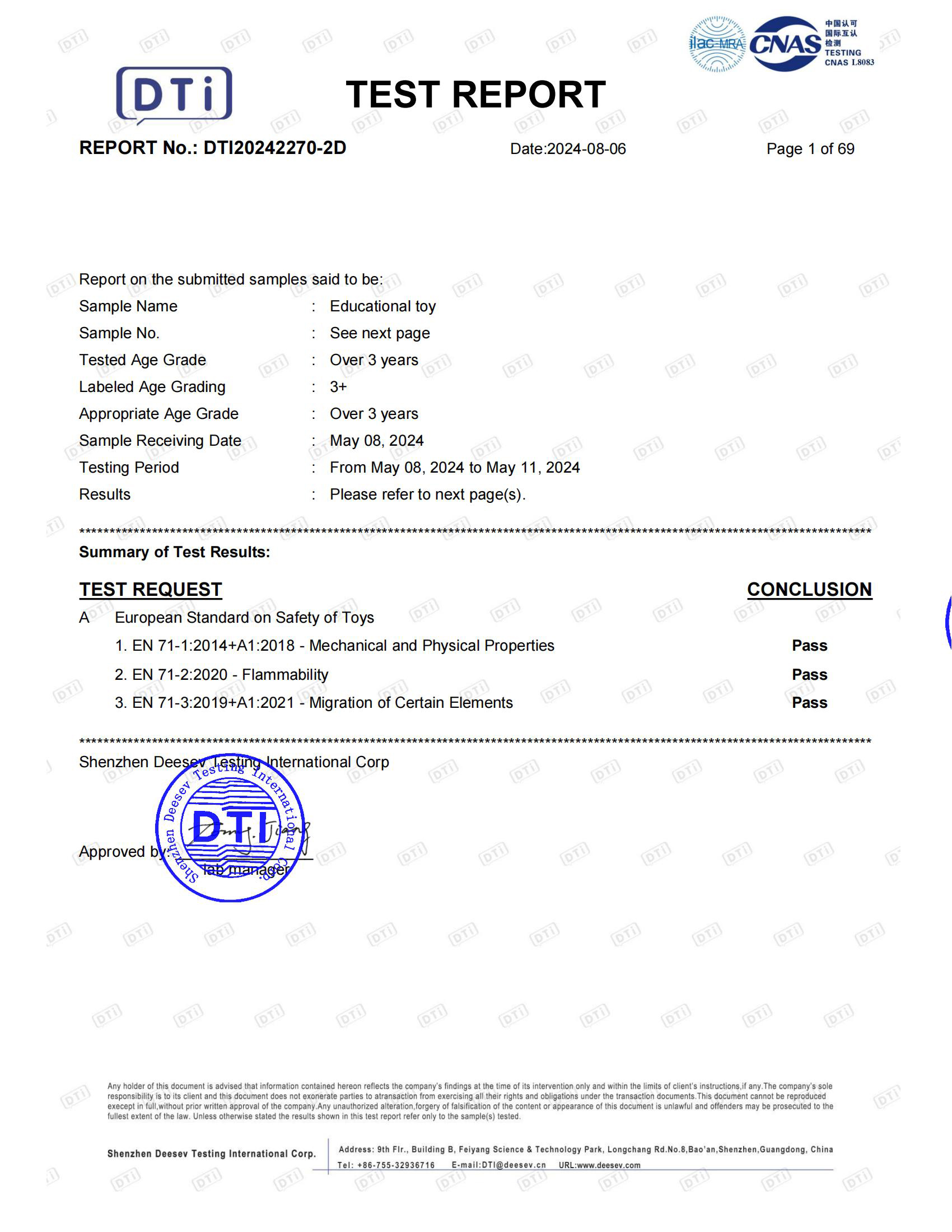 Certificate DTI20242270-2D