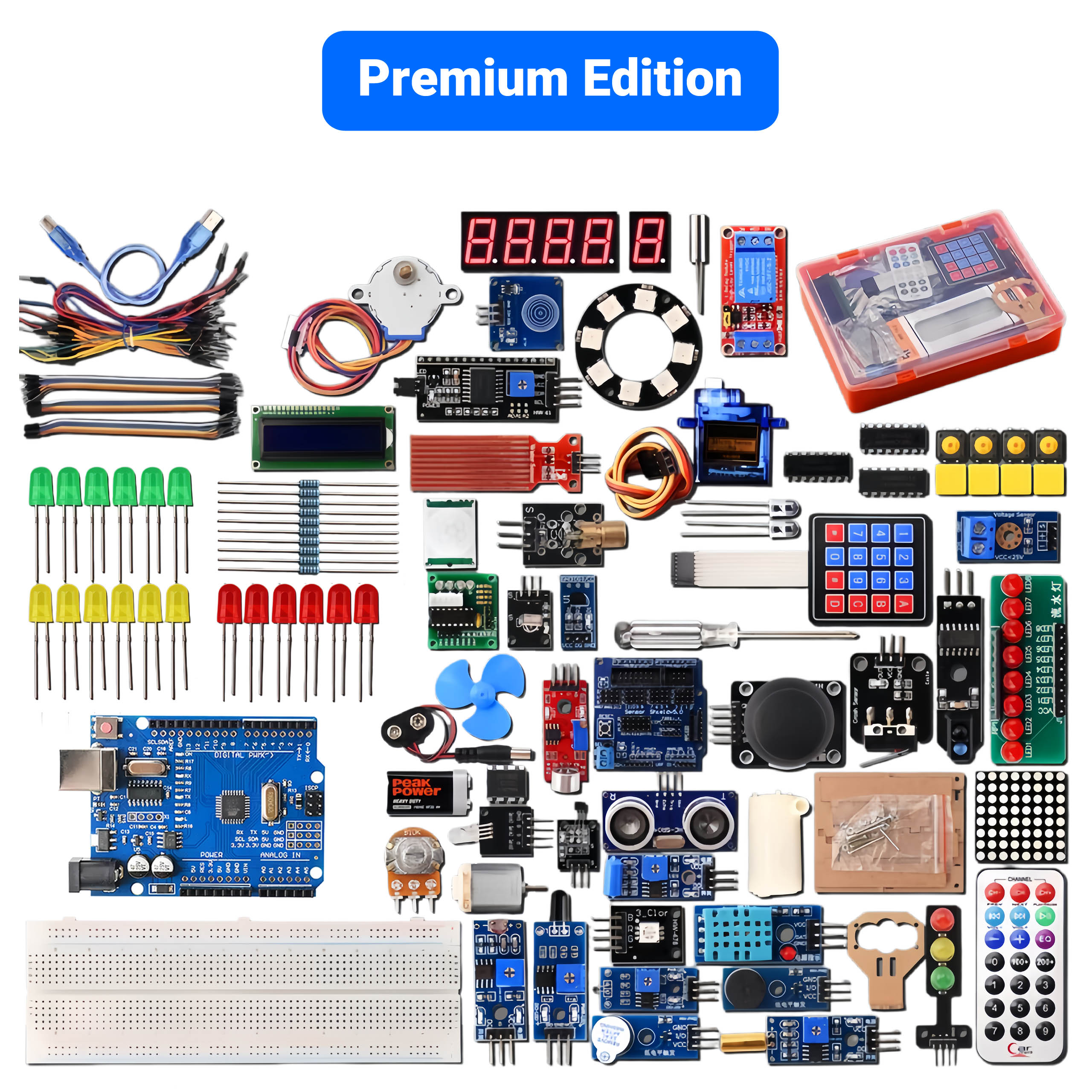 Arduino UNO R3 CH340 Starter Kit For Beginners To Advanced | Multiple Combos With Sensors, LEDs, Motors, LCD For STEM Education