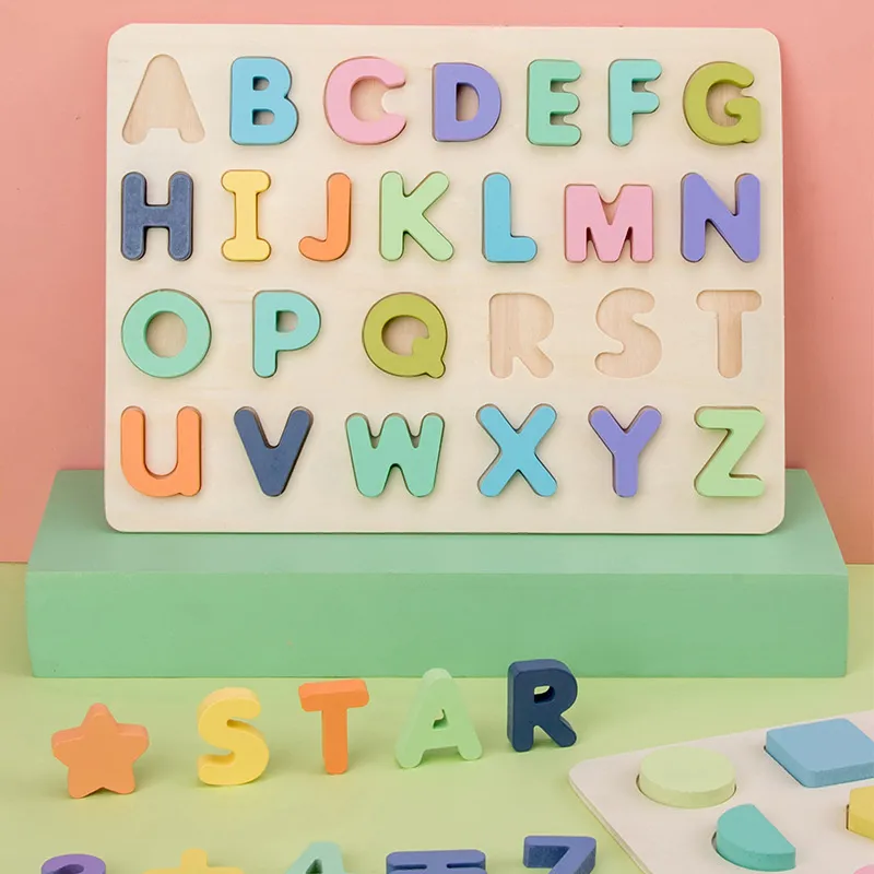 Kids Wooden Numbers and Letters Matching Puzzle Board Toy