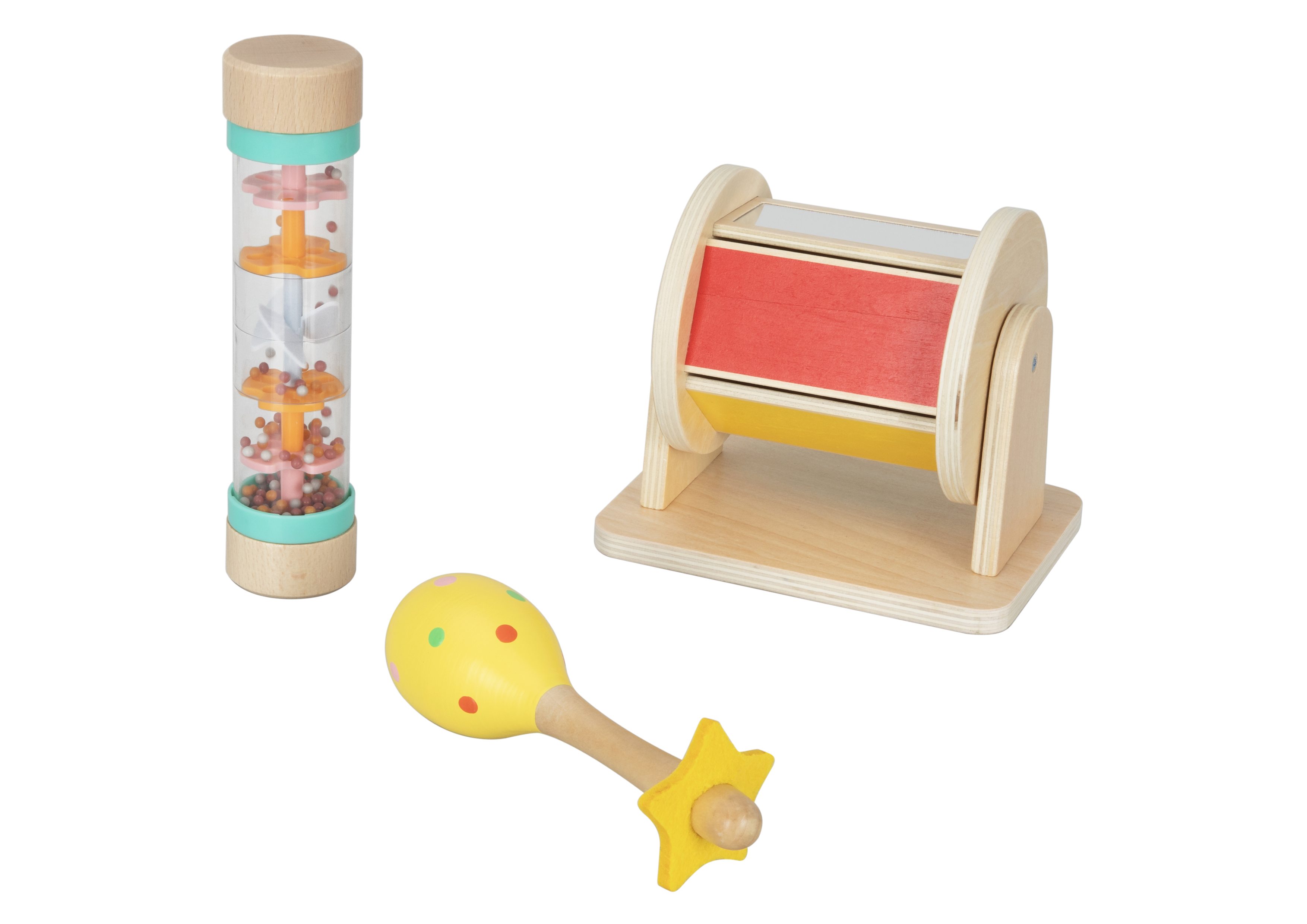 Montessori Toys Wooden Spinning Drum Toy Playtime