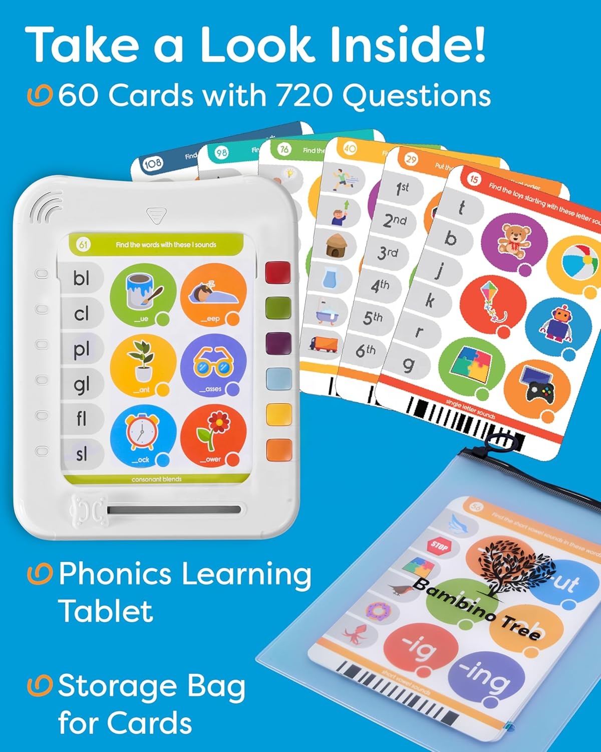 Phonics Machine Learning Pad - CPSIA CPC Certified 720 Phonic Questions Reading Game