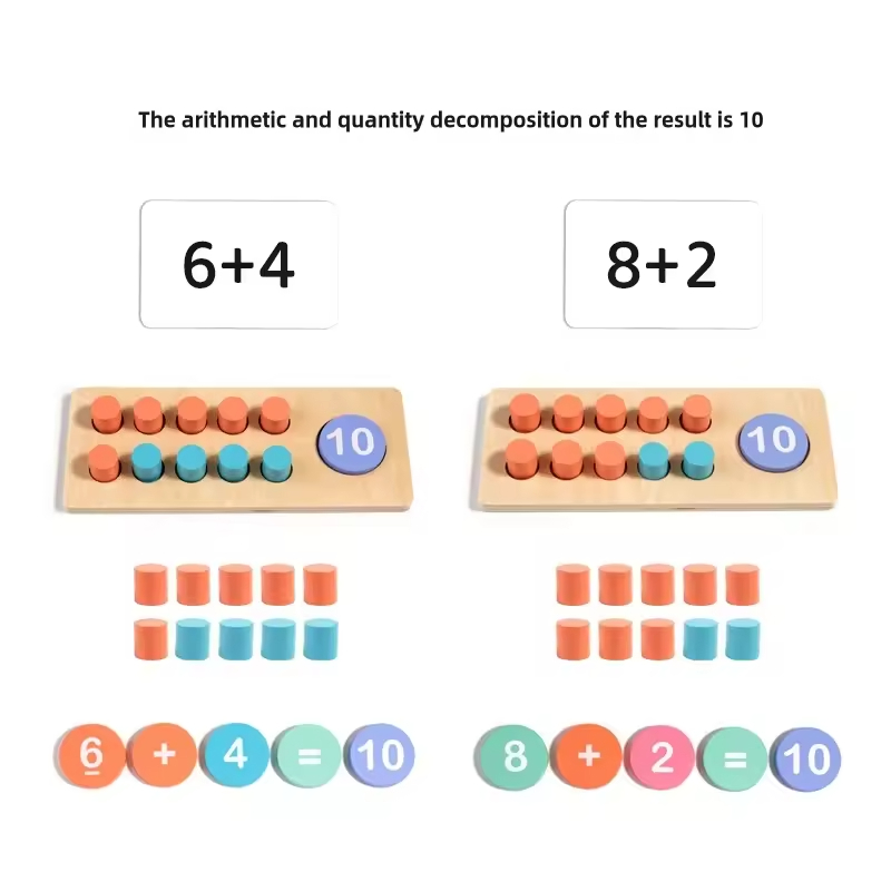 Montessori Math Manipulatives Wooden Learning Number And Counting Games Ten Frame Set For Elementary Classroom &amp; Kindergarten