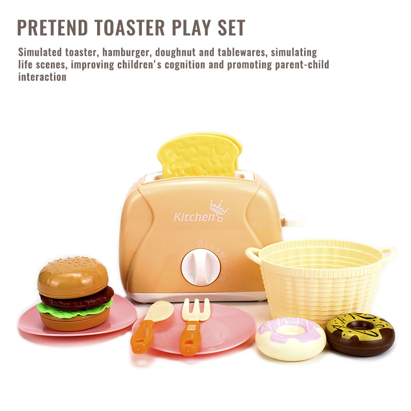 Interactive Pretend Play Toaster Food Toy Set for Kids Kitchen Role Play Learning
