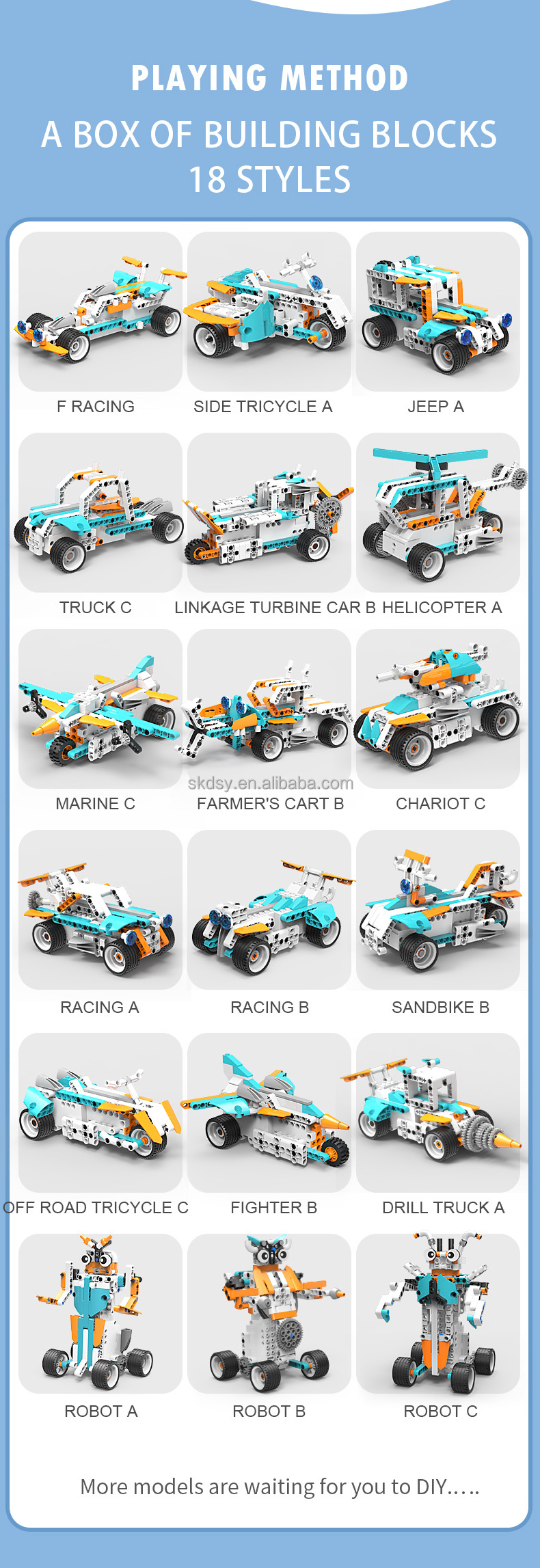 STEM Robotics Building Blocks APP Programming Remote Control Robot Kit Educational Coding Toy OEM ODM Custom Logo Packaging