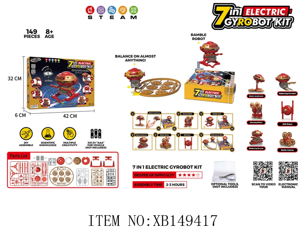 DIY Stem Kit 136 PCS Building Block Set Electric Gyrobot