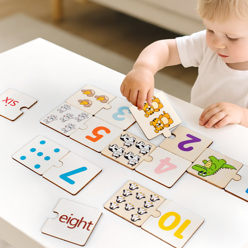 Children Wooden Early Education Math Teaching Aids English Digital Graphics Cognition Kindergarten Baby Enlightenment Puzzle Abs