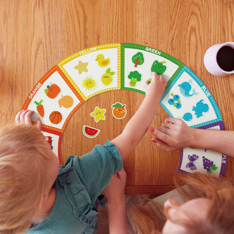 Montessori Color Play Set Wooden Stacking Toy Rainbow Color Recognition Book Educational Box For Kids