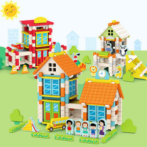 Montessori Creative Building Blocks Wooden Toys For Kids Educational Little Architect Children Stacking Assembling LearningToy