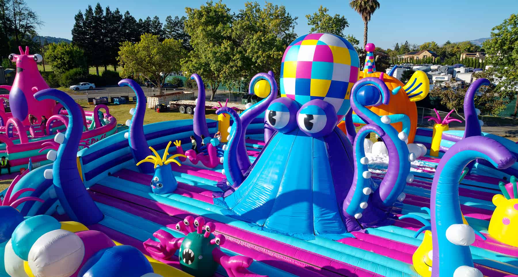 Commercial Outdoor Octopus World Inflatable Theme Park Inflatable Outdoor Playground for Kids Blow up Foam Party