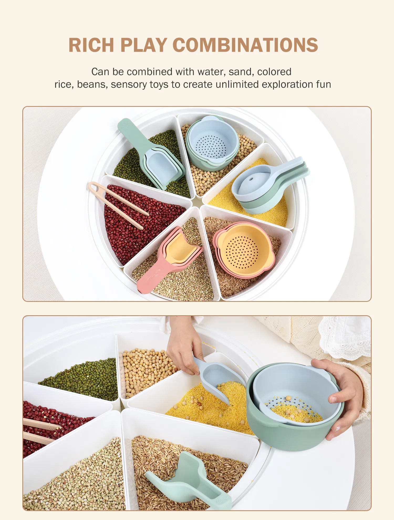 Montessori Baby Kids Sensory Play Tray Lid Early Education Toys Detail 6
