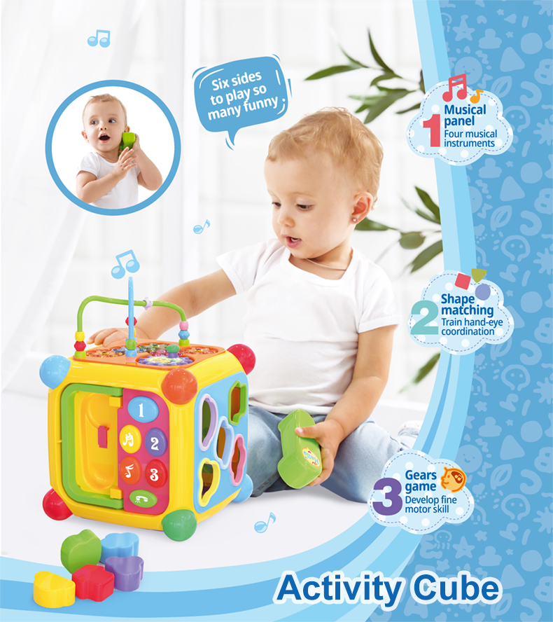 18-36 Month Interactive Learning Baby Multifunction Musical Intelligence Activity 3D Cube Toy