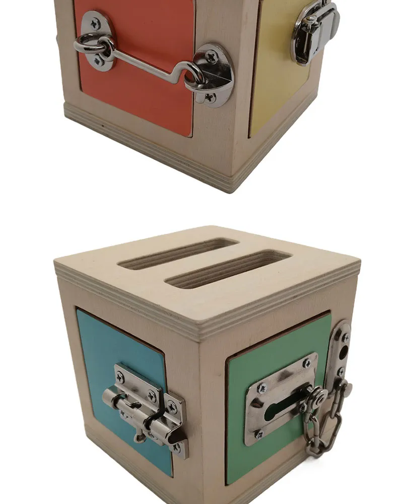 Montessori Educational Wooden Lock Box Mechanisms Learning Play Set