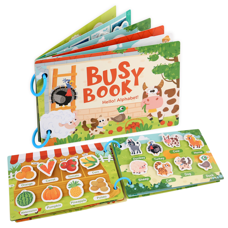 Montessori Dinosaur Fruit Quiet Busy Books Children Activities Puzzle Paste Matching Game Educational Learning Toys For Kids