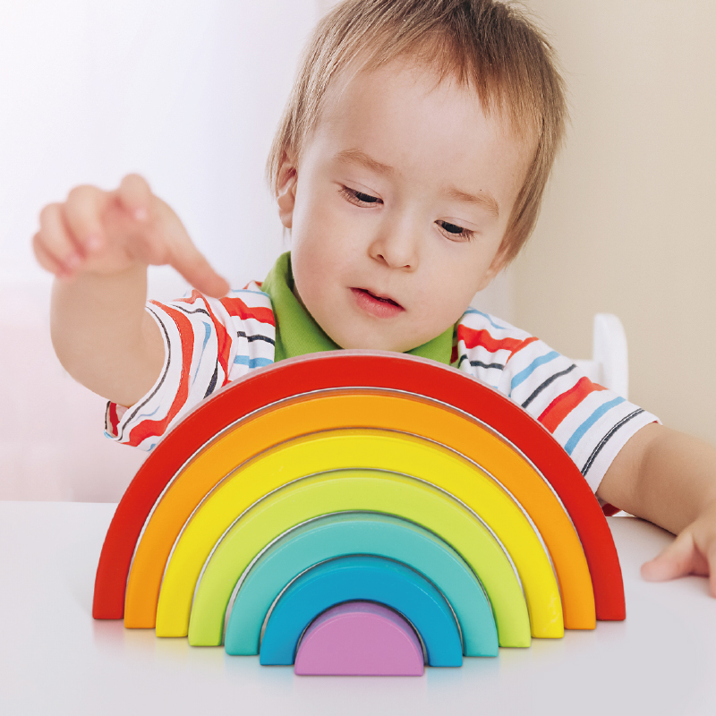 Montessori Color Play Set Wooden Stacking Toy Rainbow Color Recognition Book Educational Box For Kids