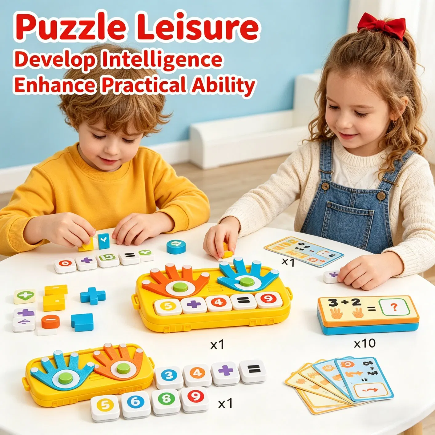 Nijia Educational Stem Learning Cartoon Number Blocks Math Manipulatives Plastic Toy for Toddlers Ages 2-9 Unisex Promotes Counting Kids Toys