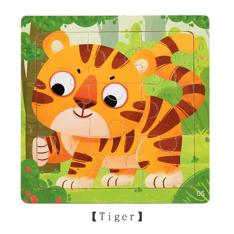 Children's Wooden Jigsaw Puzzle - 9-Piece Animal-Themed Learning Toy for Toddlers and Preschoolers
