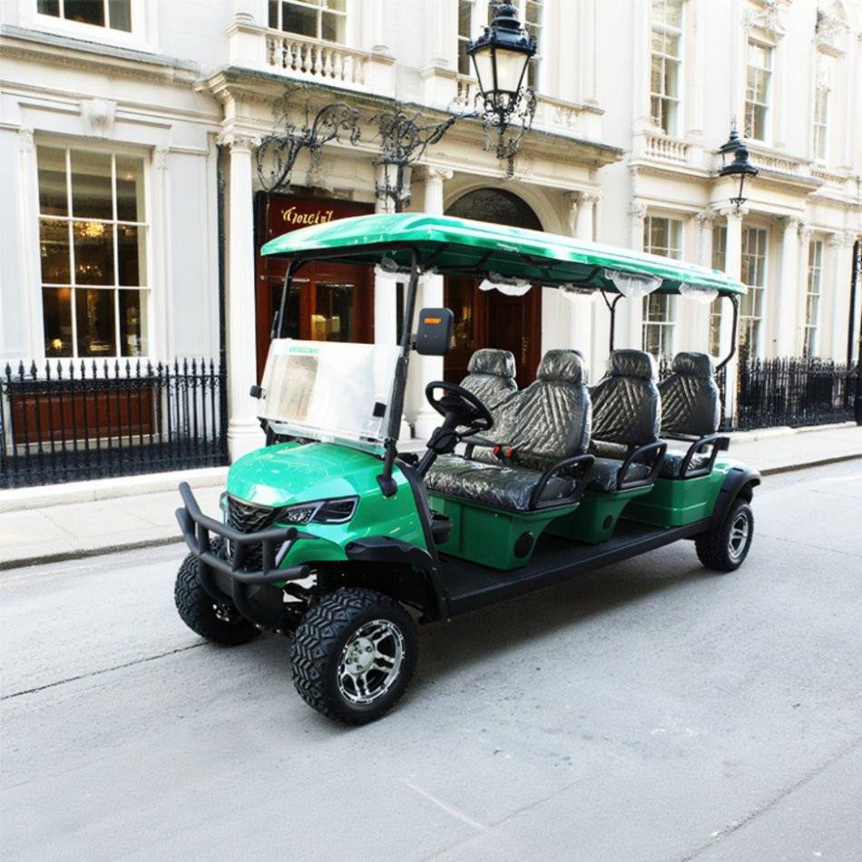 off Road 6 Seater Gas Powered Golf Cart Chinese Max Spring Leaf Tank Engine Hydraulic Brake Pedal Parking Shaft Rim