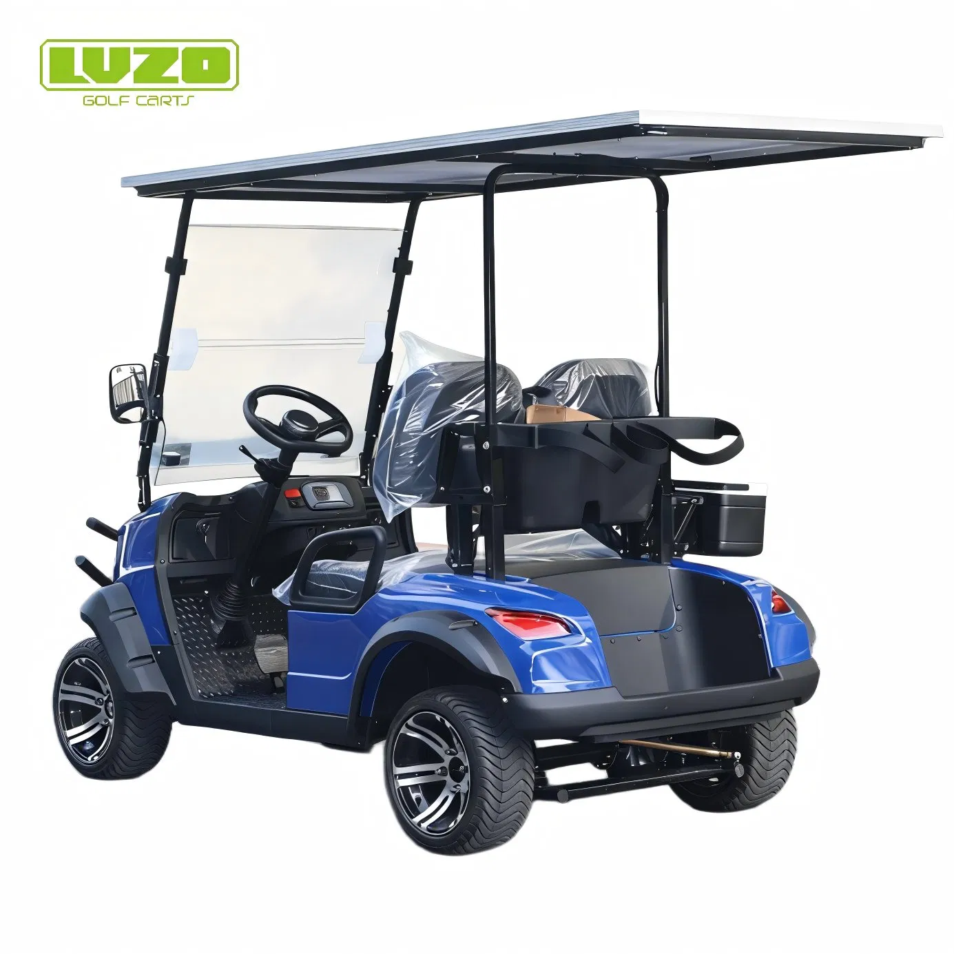 Blue Eco-Friendly Solar-Powered Mini Electric Golf Cart