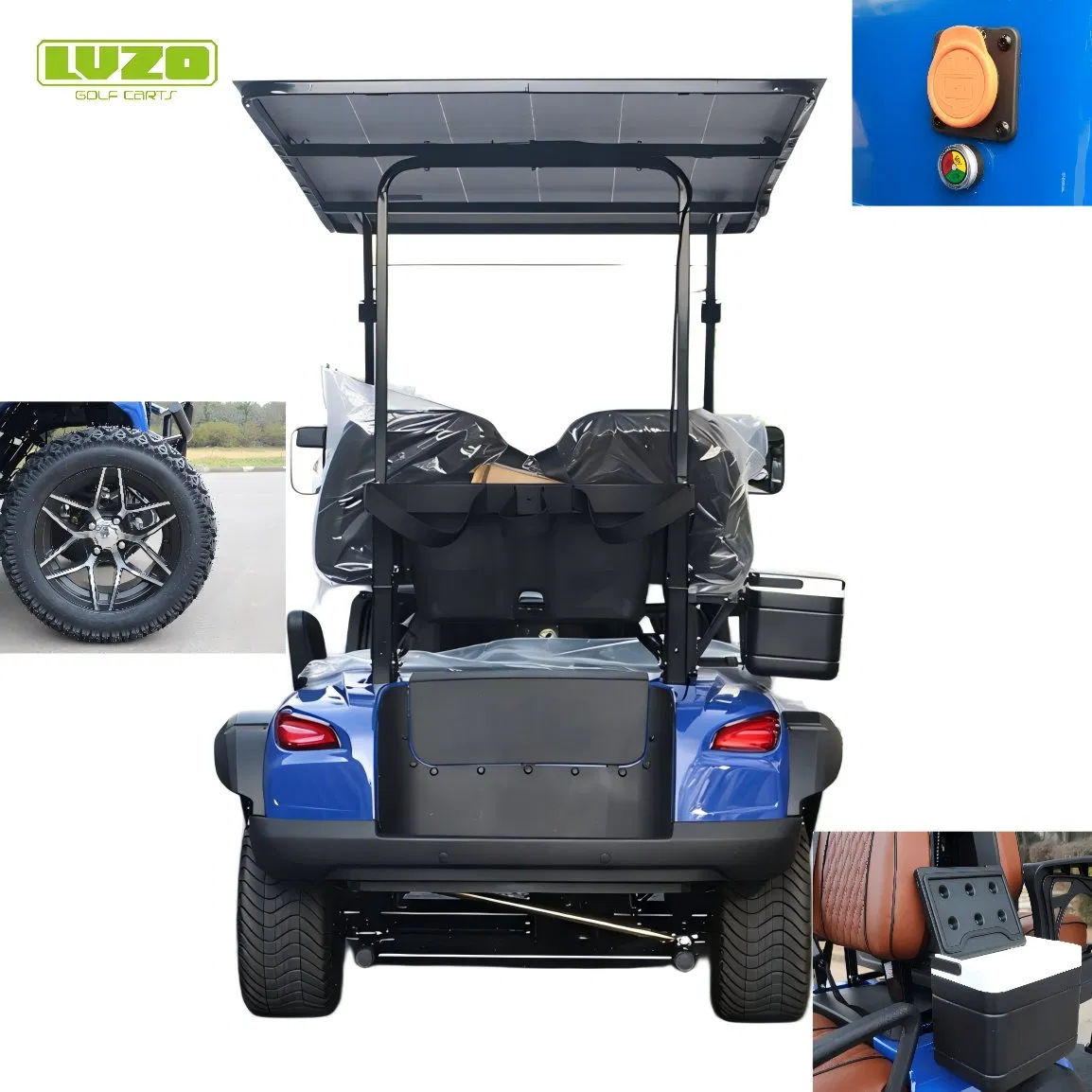 Blue Eco-Friendly Solar-Powered Mini Electric Golf Cart