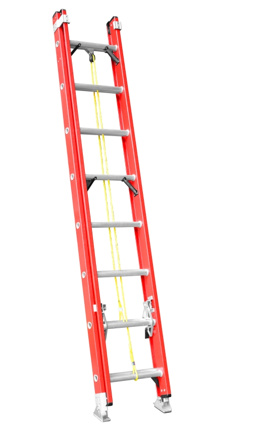 with Safety Pulley Rope System Industrial Grade Fiberglass Extension Ladder Corrosion-Resistant for Utility/Telecom Maintenance