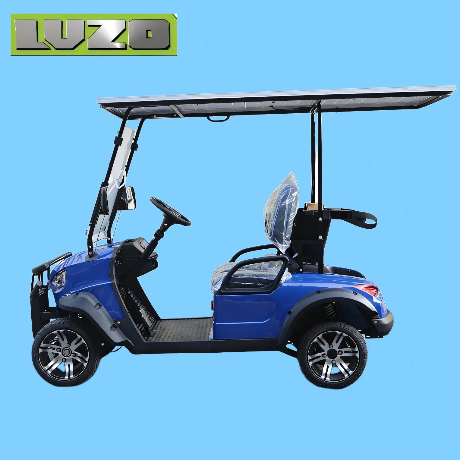 Blue Eco-Friendly Solar-Powered Mini Electric Golf Cart
