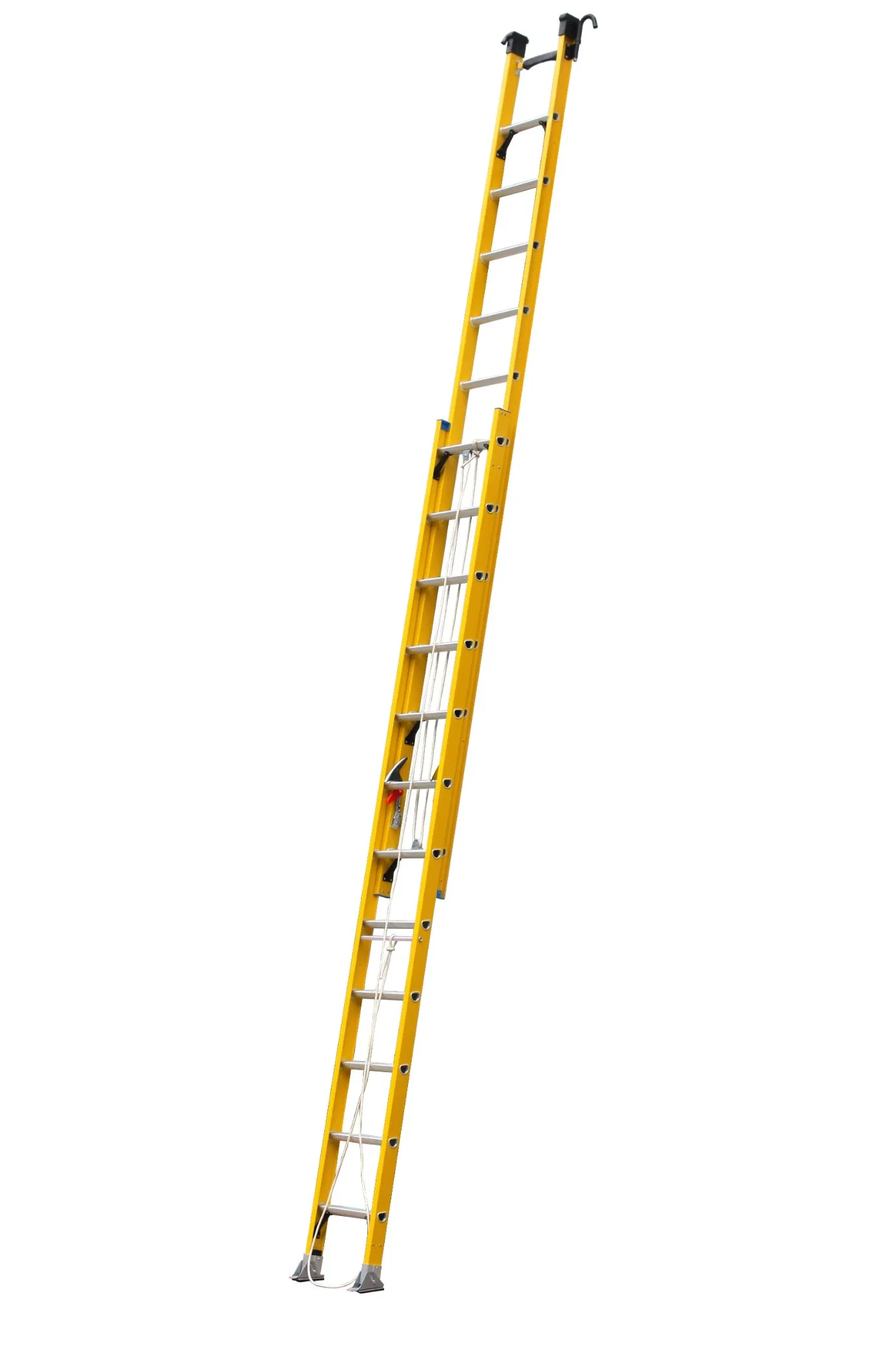 with Safety Pulley Rope System Industrial Grade Fiberglass Extension Ladder Corrosion-Resistant for Utility/Telecom Maintenance
