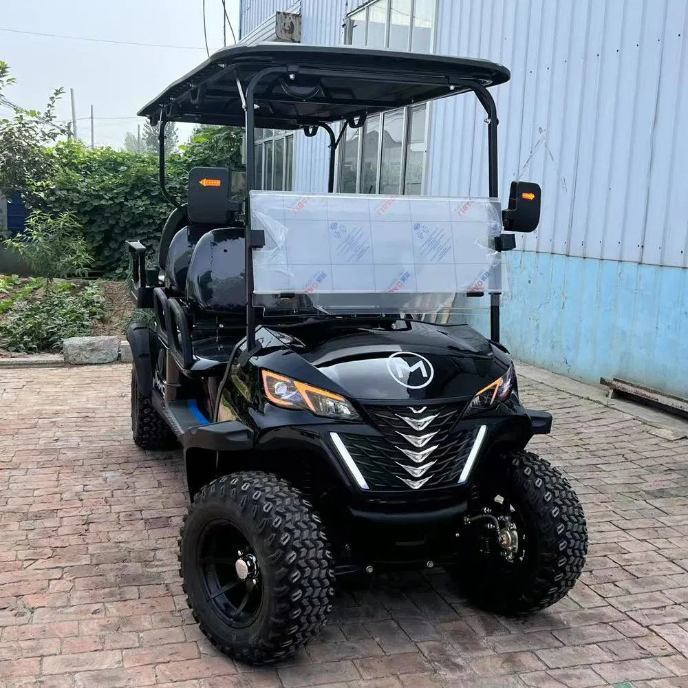 New CE Certification 6 Seat Black Golf Cart 72V Lithium Battery Golf Car 7000W Solar Panels Powered Golf Carts