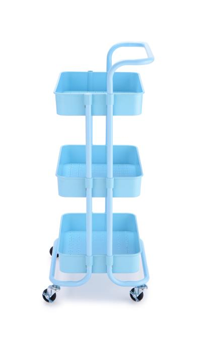 High Quality Steel 3-Tier Home Kitchen Utility Cart with Handle Storage Rack