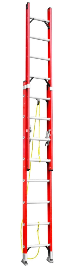 with Safety Pulley Rope System Industrial Grade Fiberglass Extension Ladder Corrosion-Resistant for Utility/Telecom Maintenance