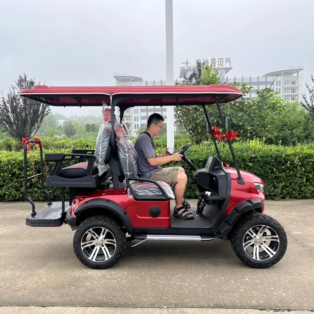 CE Approved 4 Seat Luxurious Beach off Road 14 Aluminum Wheel 72V Lithium Battery Solar Powered Golf Carts