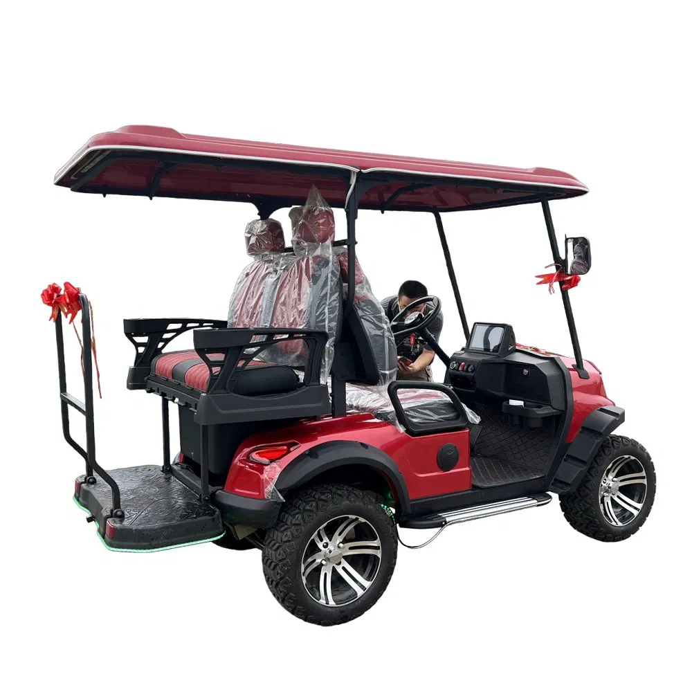4-Seat Lithium Battery Folding Seat Solar Panels Powered Golf Cart Electric
