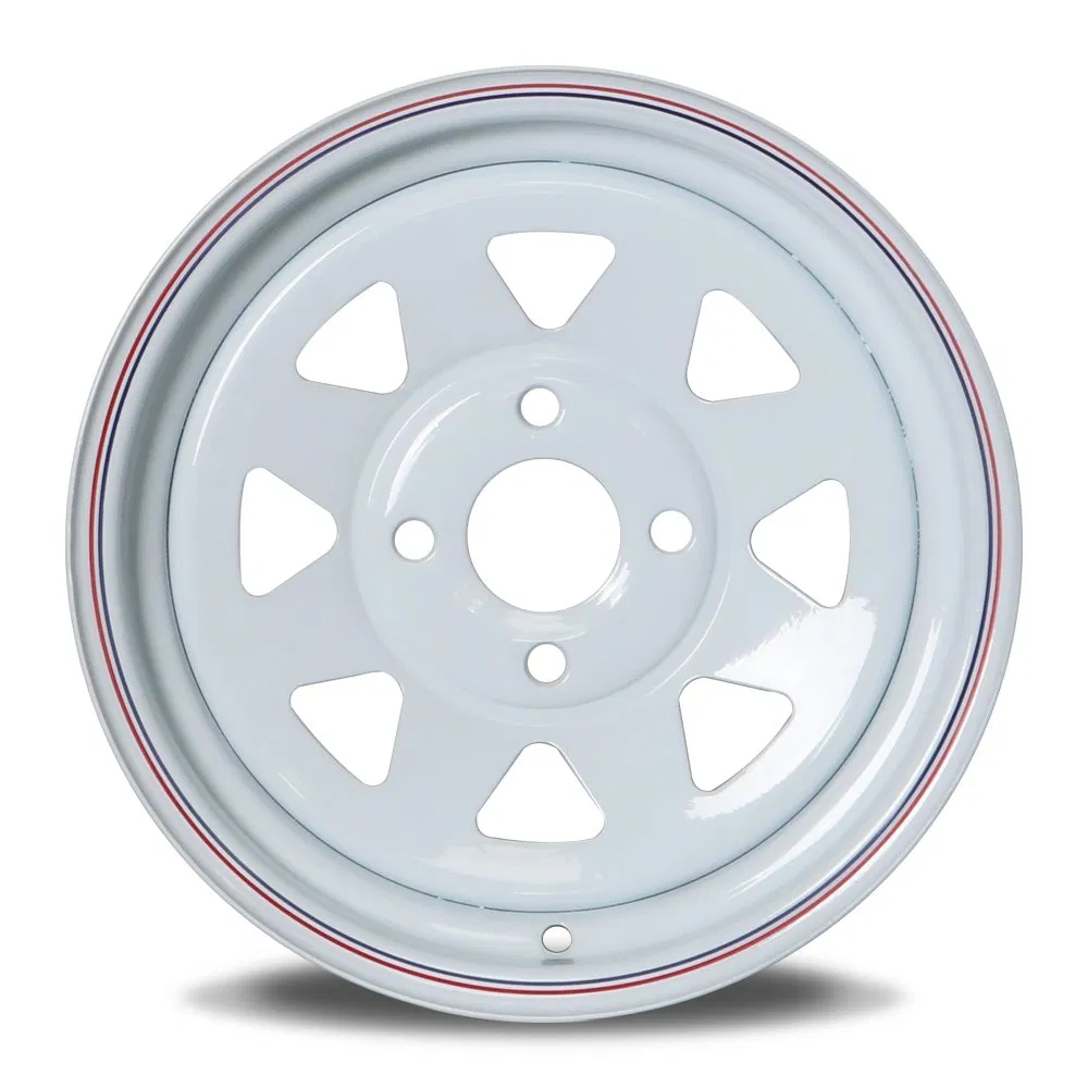 8spoke 1480lbs 4-4.0 PCD White Painted Galvanized 13 15 16 Inch Trailer Alloy Steel Wheel Rim for Marine Boat Utility Camper Catering Cattle RV