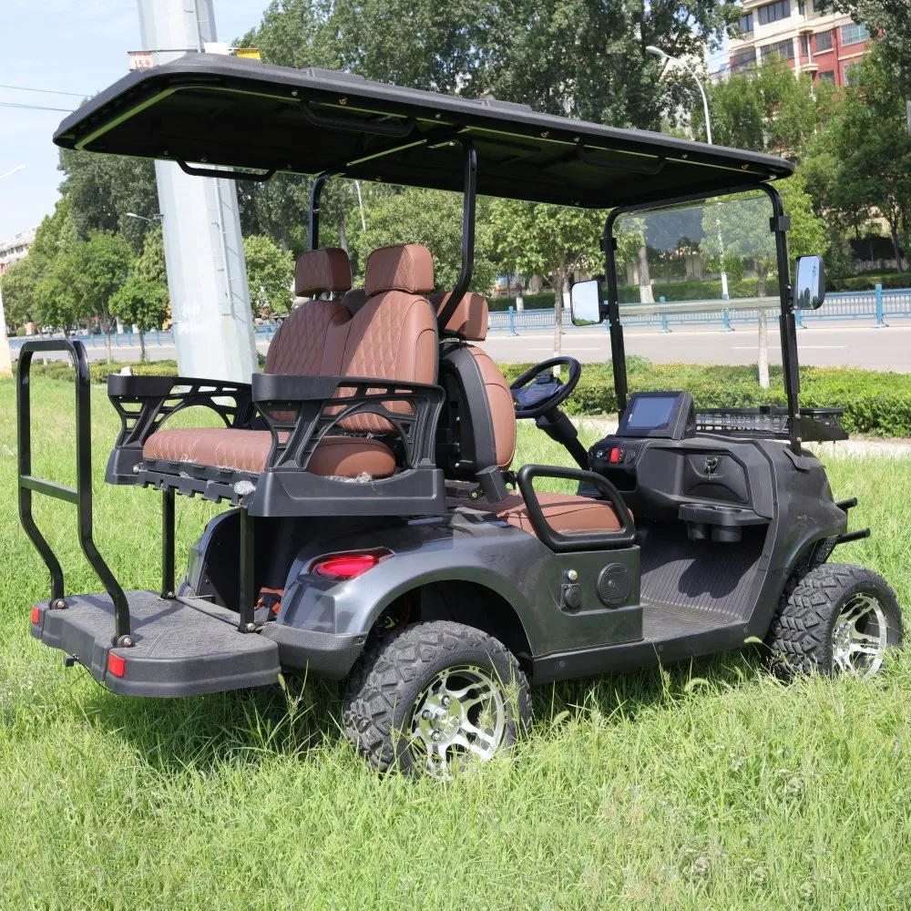 Electric Lifted Customized 6 Seater off-Road Hunting Heavy-Duty All-Terrain 72V Lithium Battery Long Range Reinforced Chassis Black Durable Golf Cart