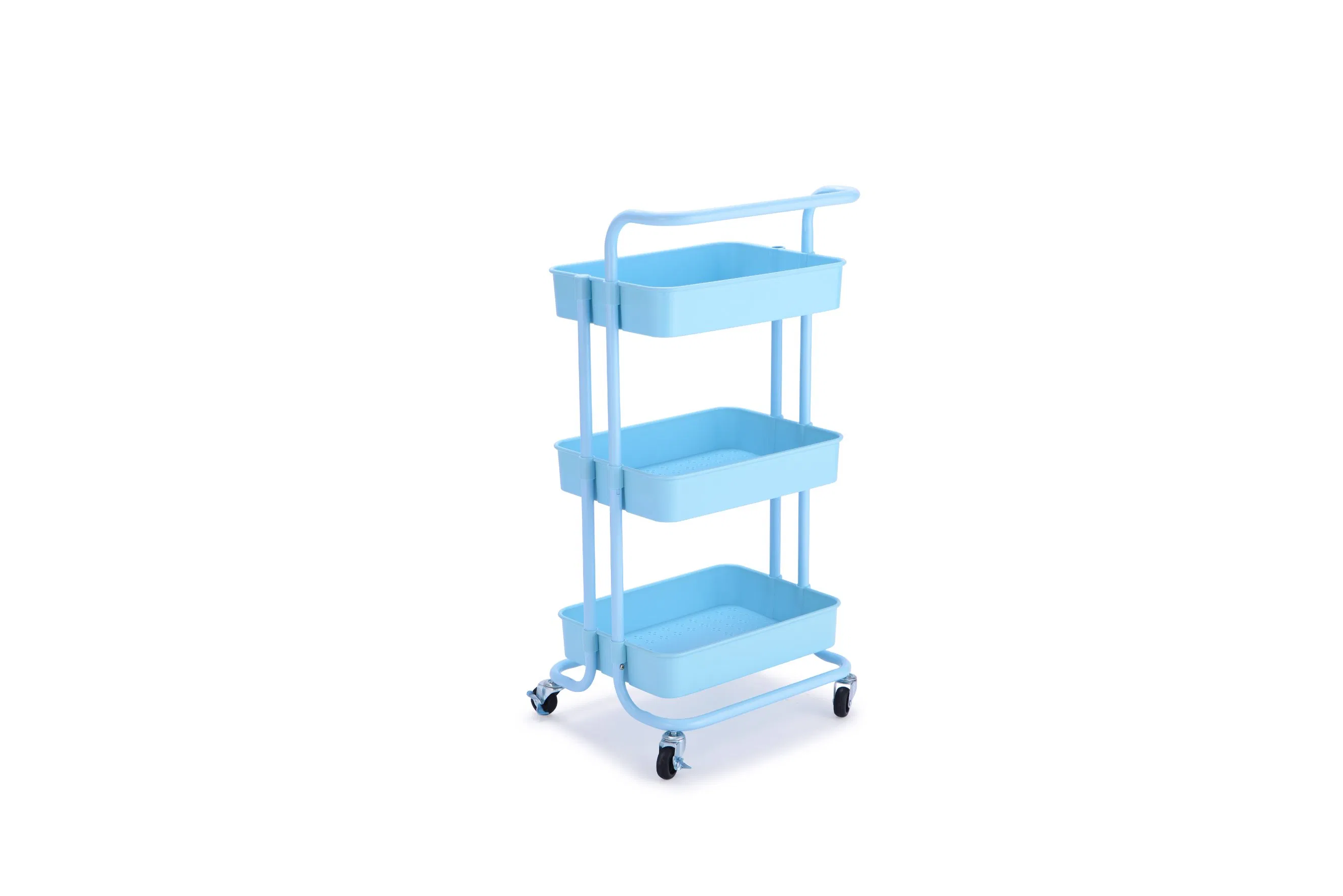 High Quality Steel 3-Tier Home Kitchen Utility Cart with Handle Storage Rack
